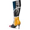 imageFSJ Women Colorful Square Toe Knee High Long Boots Stylish Multicolor Stiletto High Heels Side Zipper Patent Leather Shoes Size 415 USBlack