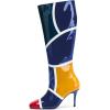 imageFSJ Women Colorful Square Toe Knee High Long Boots Stylish Multicolor Stiletto High Heels Side Zipper Patent Leather Shoes Size 415 USBlue