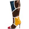imageFSJ Women Colorful Square Toe Knee High Long Boots Stylish Multicolor Stiletto High Heels Side Zipper Patent Leather Shoes Size 415 USBrown