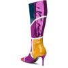 imageFSJ Women Colorful Square Toe Knee High Long Boots Stylish Multicolor Stiletto High Heels Side Zipper Patent Leather Shoes Size 415 USPurple