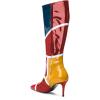imageFSJ Women Colorful Square Toe Knee High Long Boots Stylish Multicolor Stiletto High Heels Side Zipper Patent Leather Shoes Size 415 USRed