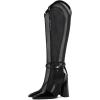 imageFSJ Women Elegant Pointed Toe Chunky High Heel Mesh Knee High Long Boots Back Zipper Summer Casual Morden Ladies Shoes Size 415 USBlack