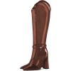 imageFSJ Women Elegant Pointed Toe Chunky High Heel Mesh Knee High Long Boots Back Zipper Summer Casual Morden Ladies Shoes Size 415 USBrown