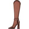 imageFSJ Women Elegant Pointed Toe Chunky High Heel Mesh Knee High Long Boots Back Zipper Summer Casual Morden Ladies Shoes Size 415 USBrown