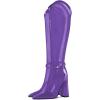 imageFSJ Women Elegant Pointed Toe Chunky High Heel Mesh Knee High Long Boots Back Zipper Summer Casual Morden Ladies Shoes Size 415 USDark Orchid