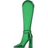 imageFSJ Women Elegant Pointed Toe Chunky High Heel Mesh Knee High Long Boots Back Zipper Summer Casual Morden Ladies Shoes Size 415 USGreen