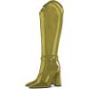 imageFSJ Women Elegant Pointed Toe Chunky High Heel Mesh Knee High Long Boots Back Zipper Summer Casual Morden Ladies Shoes Size 415 USOlive