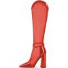 imageFSJ Women Elegant Pointed Toe Chunky High Heel Mesh Knee High Long Boots Back Zipper Summer Casual Morden Ladies Shoes Size 415 USRed