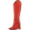 imageFSJ Women Elegant Pointed Toe Chunky High Heel Mesh Knee High Long Boots Back Zipper Summer Casual Morden Ladies Shoes Size 415 USRed