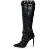 imageFSJ Women Elegant Pointed Toe Knee High Boots Stiletto High Heel Side Zipper Ladies Winter Long Boots Size 415 USBlack