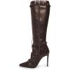 imageFSJ Women Elegant Pointed Toe Knee High Boots Stiletto High Heel Side Zipper Ladies Winter Long Boots Size 415 USDark Brown