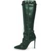 imageFSJ Women Elegant Pointed Toe Knee High Boots Stiletto High Heel Side Zipper Ladies Winter Long Boots Size 415 USDark Green