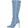 imageFSJ Women Elegant Pointed Toe Knee High Boots Stiletto High Heel Side Zipper Ladies Winter Long Boots Size 415 USDenim