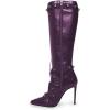 imageFSJ Women Elegant Pointed Toe Knee High Boots Stiletto High Heel Side Zipper Ladies Winter Long Boots Size 415 USPurple