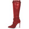 imageFSJ Women Elegant Pointed Toe Knee High Boots Stiletto High Heel Side Zipper Ladies Winter Long Boots Size 415 USRed
