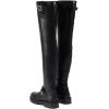 imageFSJ Women Fashion Over the Knee Boots Round Toe Thigh High Thick Heel Flat Boots Sexy Slip On Stretch Leather with Zipper Winter Riding Long Boots Size 415 USBlack