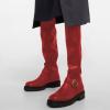 imageFSJ Women Fashion Over the Knee Boots Round Toe Thigh High Thick Heel Flat Boots Sexy Slip On Stretch Leather with Zipper Winter Riding Long Boots Size 415 USRed