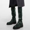 imageFSJ Women Fashion Over the Knee Boots Round Toe Thigh High Thick Heel Flat Boots Sexy Slip On Stretch Leather with Zipper Winter Riding Long Boots Size 415 USDark Green