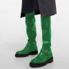 imageFSJ Women Fashion Over the Knee Boots Round Toe Thigh High Thick Heel Flat Boots Sexy Slip On Stretch Leather with Zipper Winter Riding Long Boots Size 415 USGreen