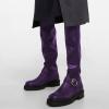 imageFSJ Women Fashion Over the Knee Boots Round Toe Thigh High Thick Heel Flat Boots Sexy Slip On Stretch Leather with Zipper Winter Riding Long Boots Size 415 USPurple