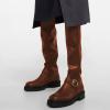 imageFSJ Women Fashion Over the Knee Boots Round Toe Thigh High Thick Heel Flat Boots Sexy Slip On Stretch Leather with Zipper Winter Riding Long Boots Size 415 USSienna