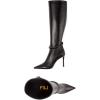 imageFSJ Women Fashion Pointed Toe Stiletto High Heel Knee High Boots Classic Side Zipper Party Dress Ladies Shoes Size 415 USBlack