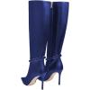 imageFSJ Women Fashion Pointed Toe Stiletto High Heel Knee High Boots Classic Side Zipper Party Dress Ladies Shoes Size 415 USBlue