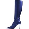 imageFSJ Women Fashion Pointed Toe Stiletto High Heel Knee High Boots Classic Side Zipper Party Dress Ladies Shoes Size 415 USBlue