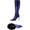 imageFSJ Women Fashion Pointed Toe Stiletto High Heel Knee High Boots Classic Side Zipper Party Dress Ladies Shoes Size 415 USBlue