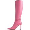 imageFSJ Women Fashion Pointed Toe Stiletto High Heel Knee High Boots Classic Side Zipper Party Dress Ladies Shoes Size 415 USPink