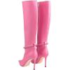 imageFSJ Women Fashion Pointed Toe Stiletto High Heel Knee High Boots Classic Side Zipper Party Dress Ladies Shoes Size 415 USPink