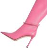 imageFSJ Women Fashion Pointed Toe Stiletto High Heel Knee High Boots Classic Side Zipper Party Dress Ladies Shoes Size 415 USPink