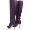 imageFSJ Women Fashion Pointed Toe Stiletto High Heel Knee High Boots Classic Side Zipper Party Dress Ladies Shoes Size 415 USPurple