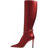 imageFSJ Women Fashion Pointed Toe Stiletto High Heel Knee High Boots Classic Side Zipper Party Dress Ladies Shoes Size 415 USRed