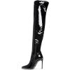 imageFSJ Women Fashion Pointed Toe Stiletto High Heels Over the Knee Boots Rhinestone Glossy Leather Heeled Boots with Zipper Size 415 USBlack