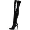 imageFSJ Women Fashion Pointed Toe Stiletto High Heels Over the Knee Boots Rhinestone Glossy Leather Heeled Boots with Zipper Size 415 USBlack