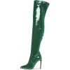 imageFSJ Women Fashion Pointed Toe Stiletto High Heels Over the Knee Boots Rhinestone Glossy Leather Heeled Boots with Zipper Size 415 USGreen