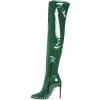 imageFSJ Women Fashion Pointed Toe Stiletto High Heels Over the Knee Boots Rhinestone Glossy Leather Heeled Boots with Zipper Size 415 USGreen