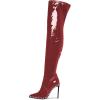 imageFSJ Women Fashion Pointed Toe Stiletto High Heels Over the Knee Boots Rhinestone Glossy Leather Heeled Boots with Zipper Size 415 USRed