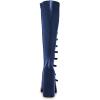imageFSJ Women Fashion Straps Buckle Round Toe Knee High Boots Chunky High Heel Casual Walking Ladies Platform Shoes Size 415 USDark Blue