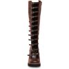imageFSJ Women Fashion Straps Buckle Round Toe Knee High Boots Chunky High Heel Casual Walking Ladies Platform Shoes Size 415 USDark Brown