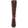imageFSJ Women Fashion Straps Buckle Round Toe Knee High Boots Chunky High Heel Casual Walking Ladies Platform Shoes Size 415 USDark Brown