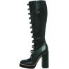 imageFSJ Women Fashion Straps Buckle Round Toe Knee High Boots Chunky High Heel Casual Walking Ladies Platform Shoes Size 415 USDark Green