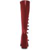 imageFSJ Women Fashion Straps Buckle Round Toe Knee High Boots Chunky High Heel Casual Walking Ladies Platform Shoes Size 415 USDark Red