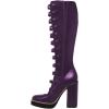 imageFSJ Women Fashion Straps Buckle Round Toe Knee High Boots Chunky High Heel Casual Walking Ladies Platform Shoes Size 415 USPurple