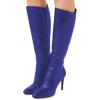 imageFSJ Women Knee High Long Boots Round Toe Stiletto Heel Winter Riding Boots Side Zipper Size 415 USRoyal Blue