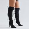 imageFSJ Women Lace Up Over the Knee Boots Stiletto High Heel Pointed Toe Thigh High Sexy Party Dress Long Boots Size 416 USBlack