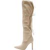 imageFSJ Women Lace Up Over the Knee Boots Stiletto High Heel Pointed Toe Thigh High Sexy Party Dress Long Boots Size 416 USCream