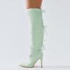 imageFSJ Women Lace Up Over the Knee Boots Stiletto High Heel Pointed Toe Thigh High Sexy Party Dress Long Boots Size 416 USLight Green