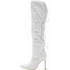 imageFSJ Women Lace Up Over the Knee Boots Stiletto High Heel Pointed Toe Thigh High Sexy Party Dress Long Boots Size 416 USWhite